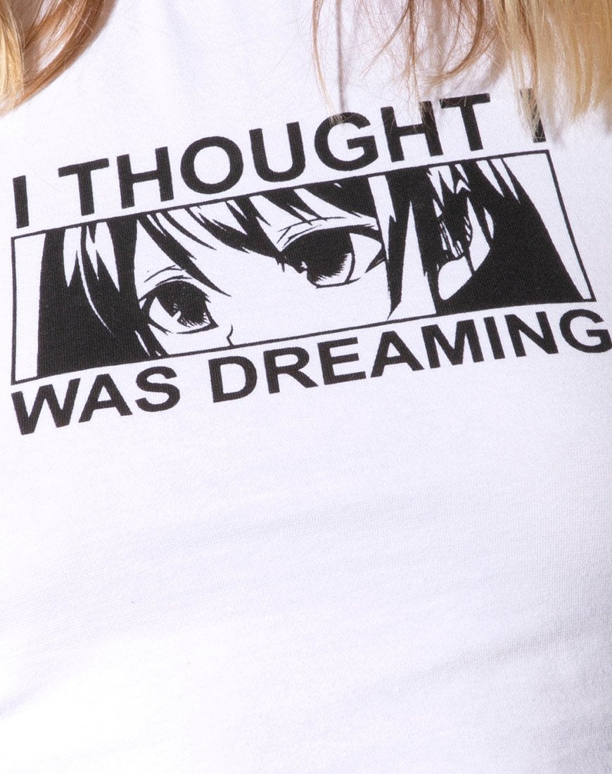 Immagine di Tindy Crop Top in bianco "I Thought I Was Dreaming" (Pensavo di sognare)