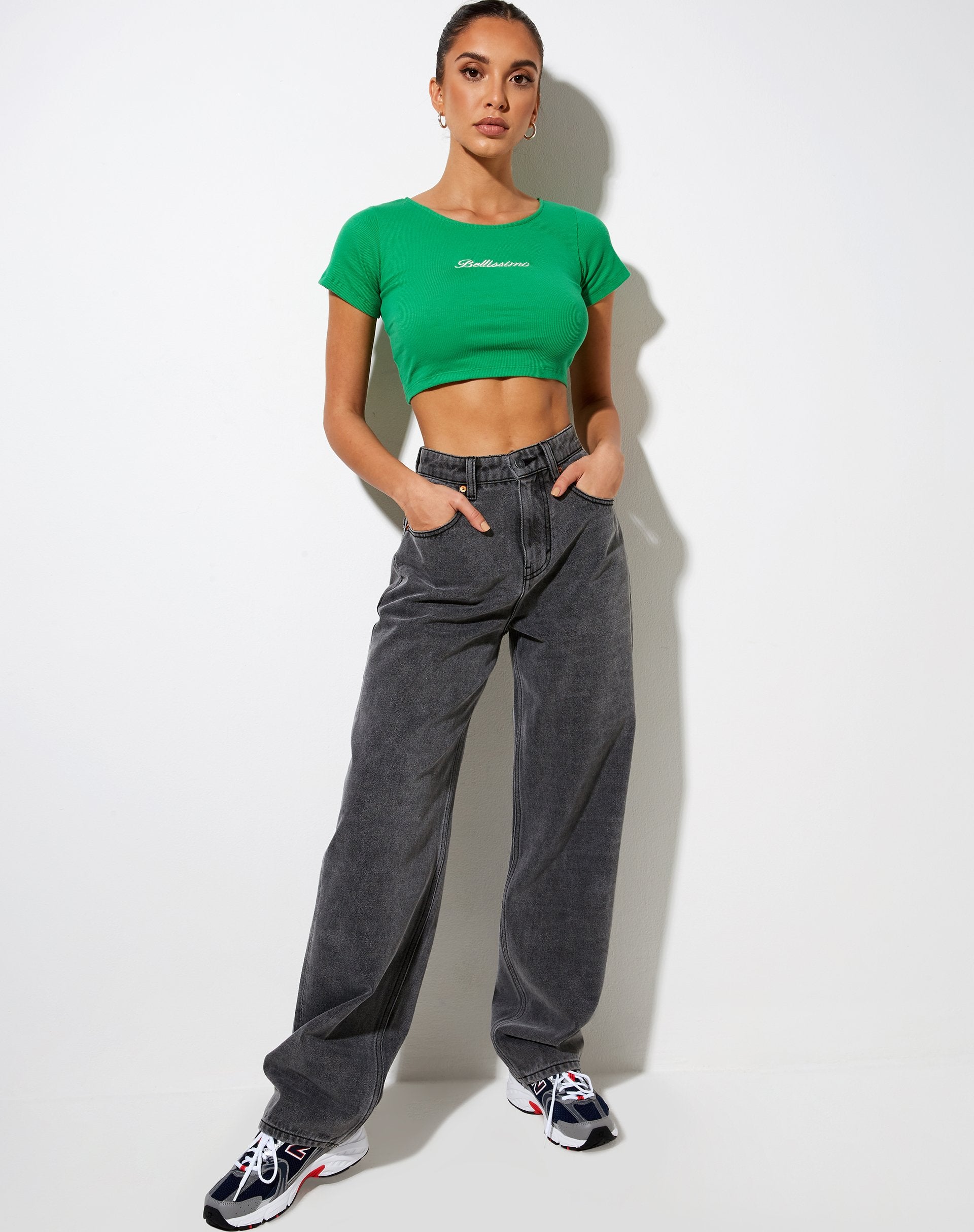 Immagine di Tindy Crop Top in Rib Fun Green Bellissimo