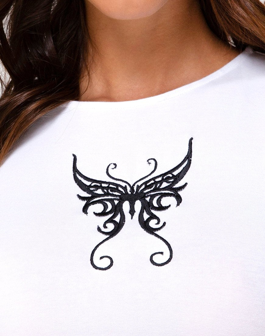 Immagine di Tindy Top bianco con farfalla nera