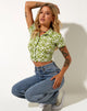 Immagine di Wuma Cropped Shirt in Patchwork Daisy Verde
