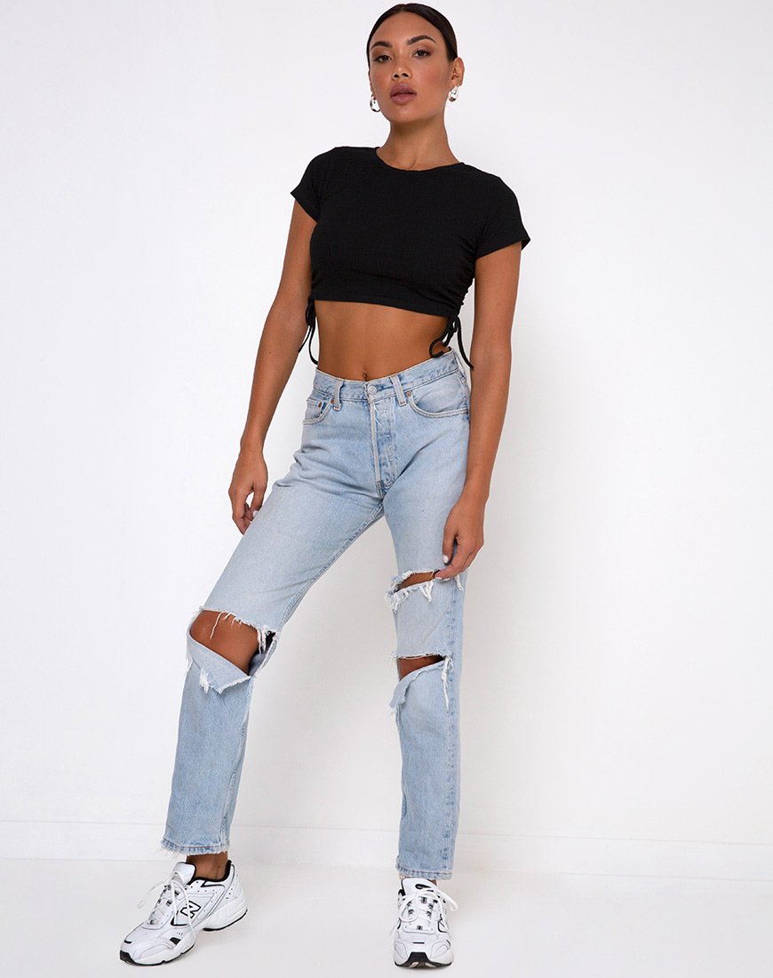 Immagine di Tiner Crop Top a costine nero