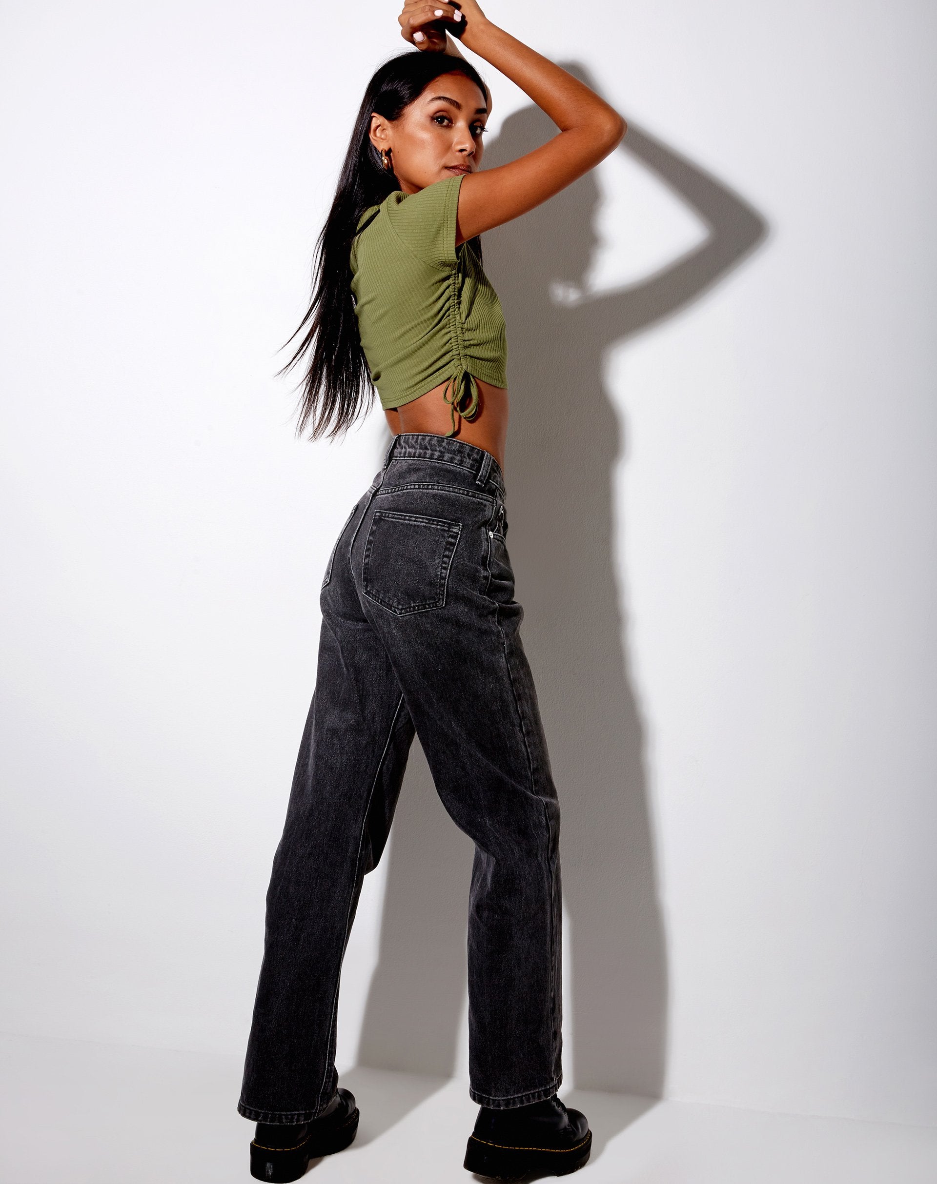 Immagine di Tiner Crop Top in Rib Olive