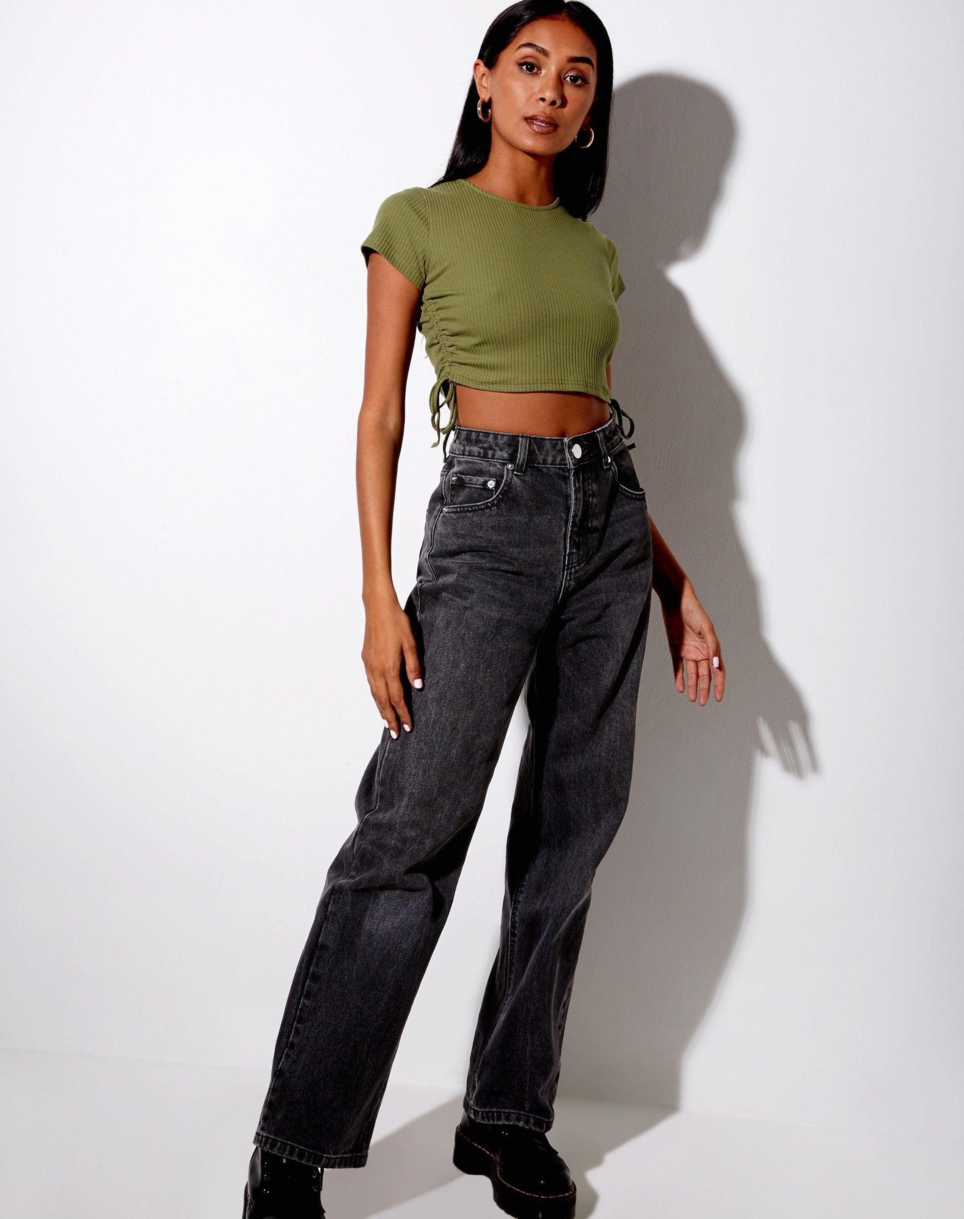 Immagine di Tiner Crop Top in Rib Olive