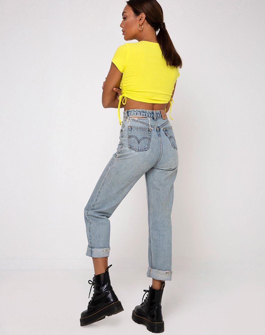 Immagine di Tiner Crop Top a costine giallo sole