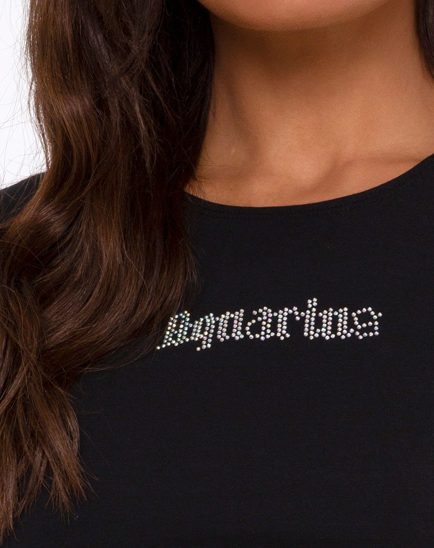 Immagine di Tiney Crop Tee in nero Aquarius Diamante