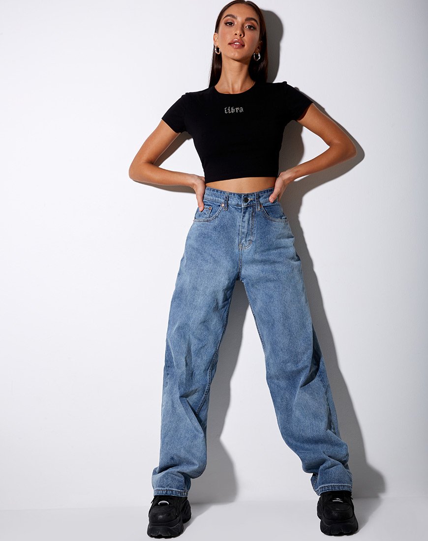 Immagine di Tiney Crop Tee in nero Libra Diamante