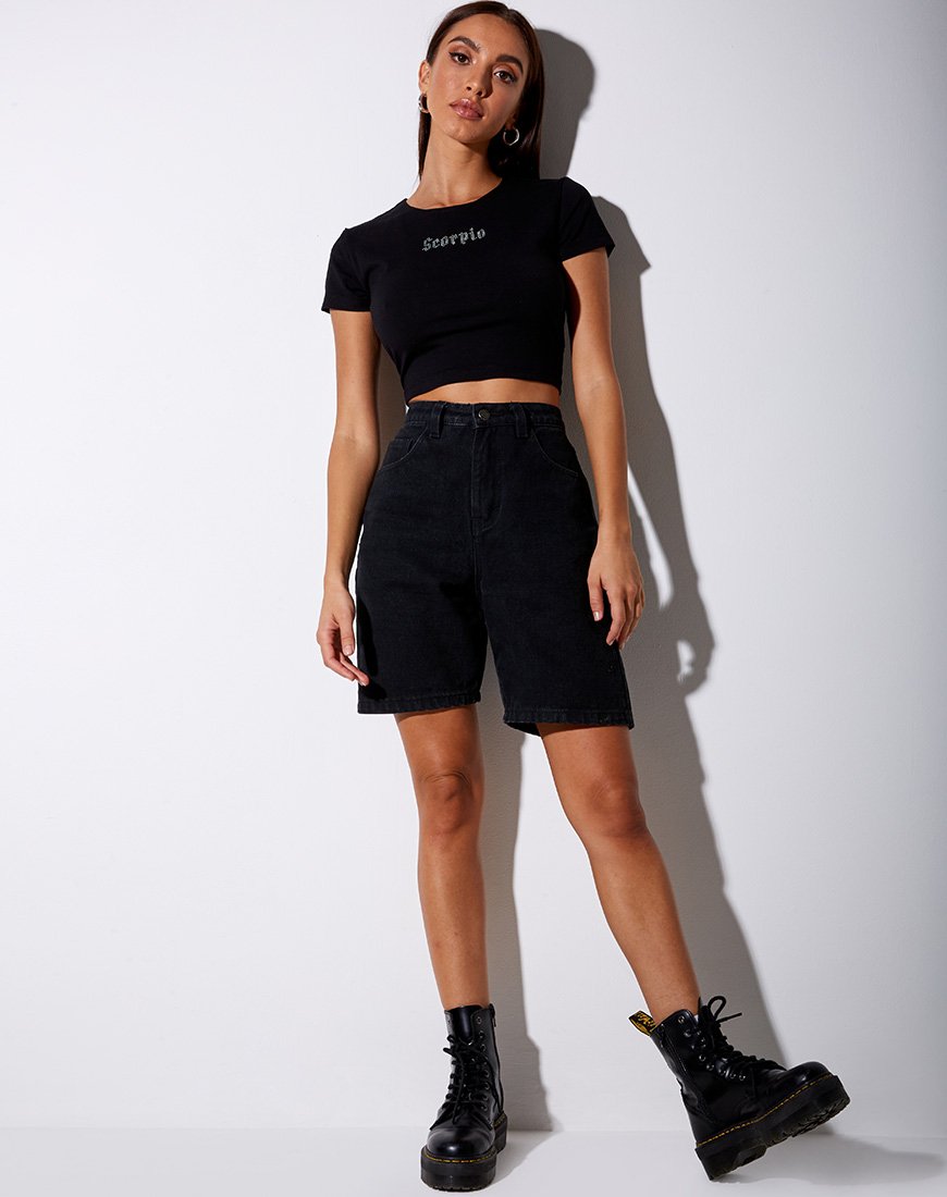 Immagine di Tiney Crop Tee in nero Scorpio Diamante