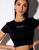 Immagine di Tiney Crop Tee in nero Scorpio Diamante