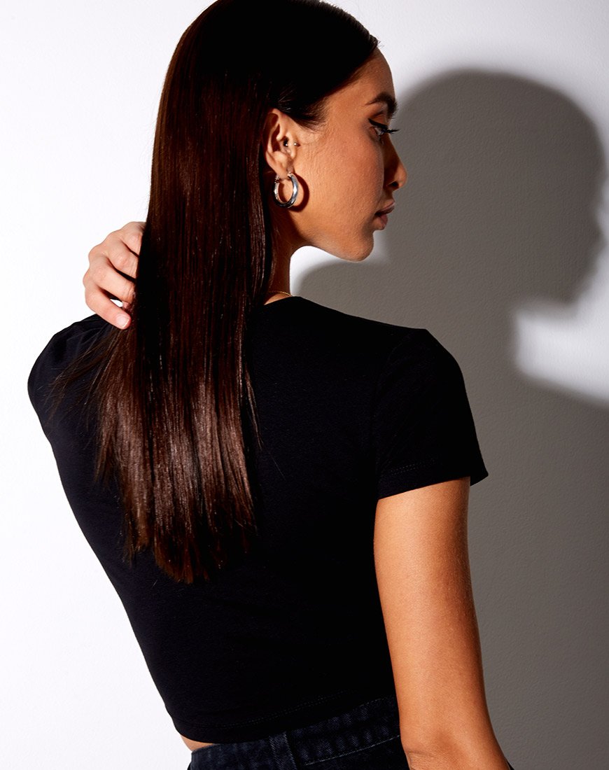 Immagine di Tiney Crop Tee in nero Taurus Diamante