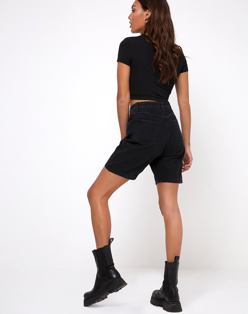 Immagine di Tiney Crop Top Tee in Black Capricorn Diamante by Motel