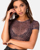 Immagine di Tiney Crop Top Tee in Rar Leopard Mesh