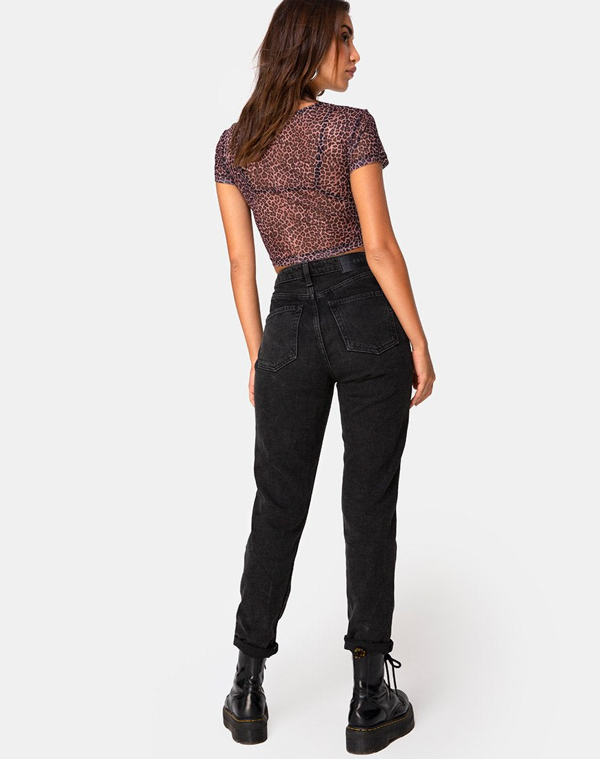 Immagine di Tiney Crop Top Tee in Rar Leopard Mesh
