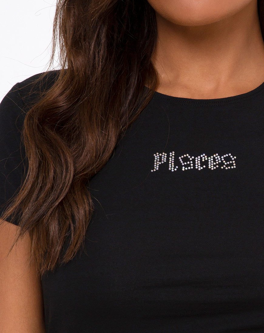 Immagine di Tiney Crop Tee in nero Pesci Diamante