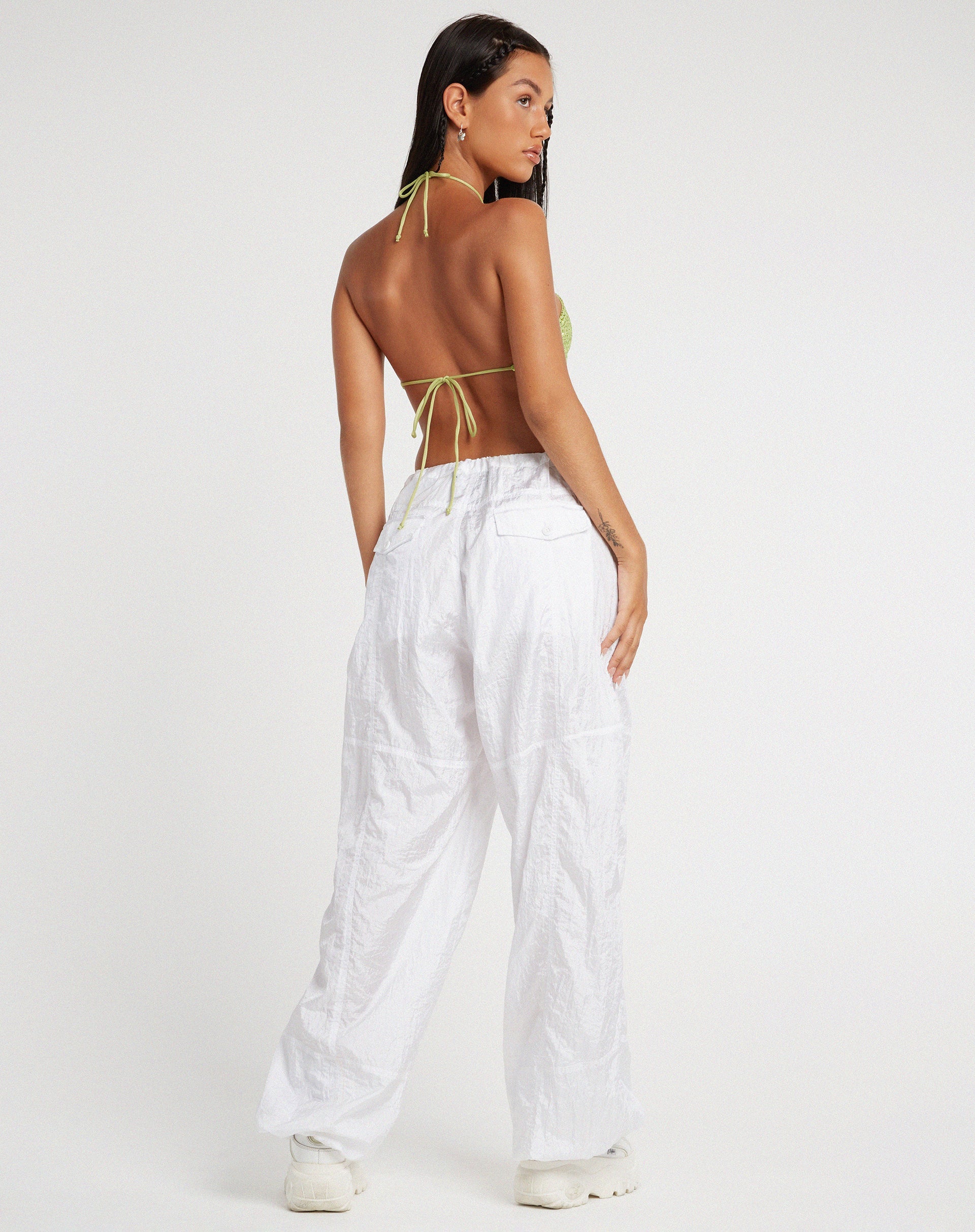 immagine di Tinimi Crop Top in Drape Sequin Verde Lime