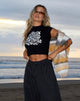 Immagine di Tinsi Crop Top in bianco e nero gotico avvolgente