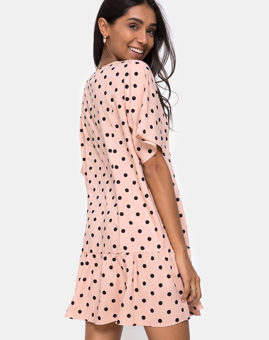 Immagine di Tisha Babydoll Dress in New Polka Nude Nero