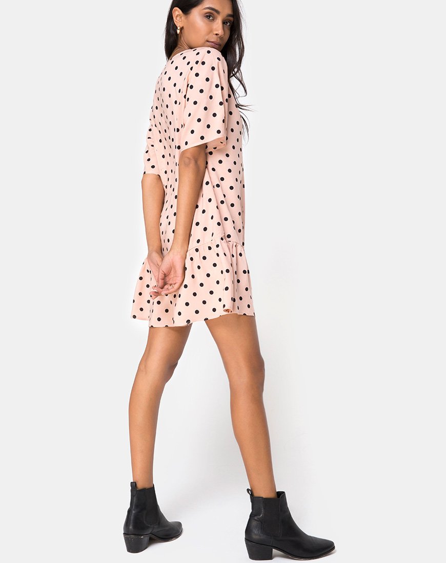 Immagine di Tisha Babydoll Dress in New Polka Nude Nero