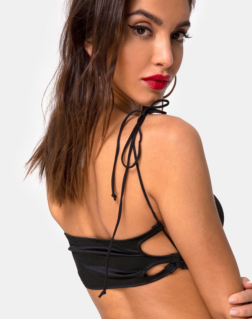 Immagine di Tisya Crop Top in satin nero