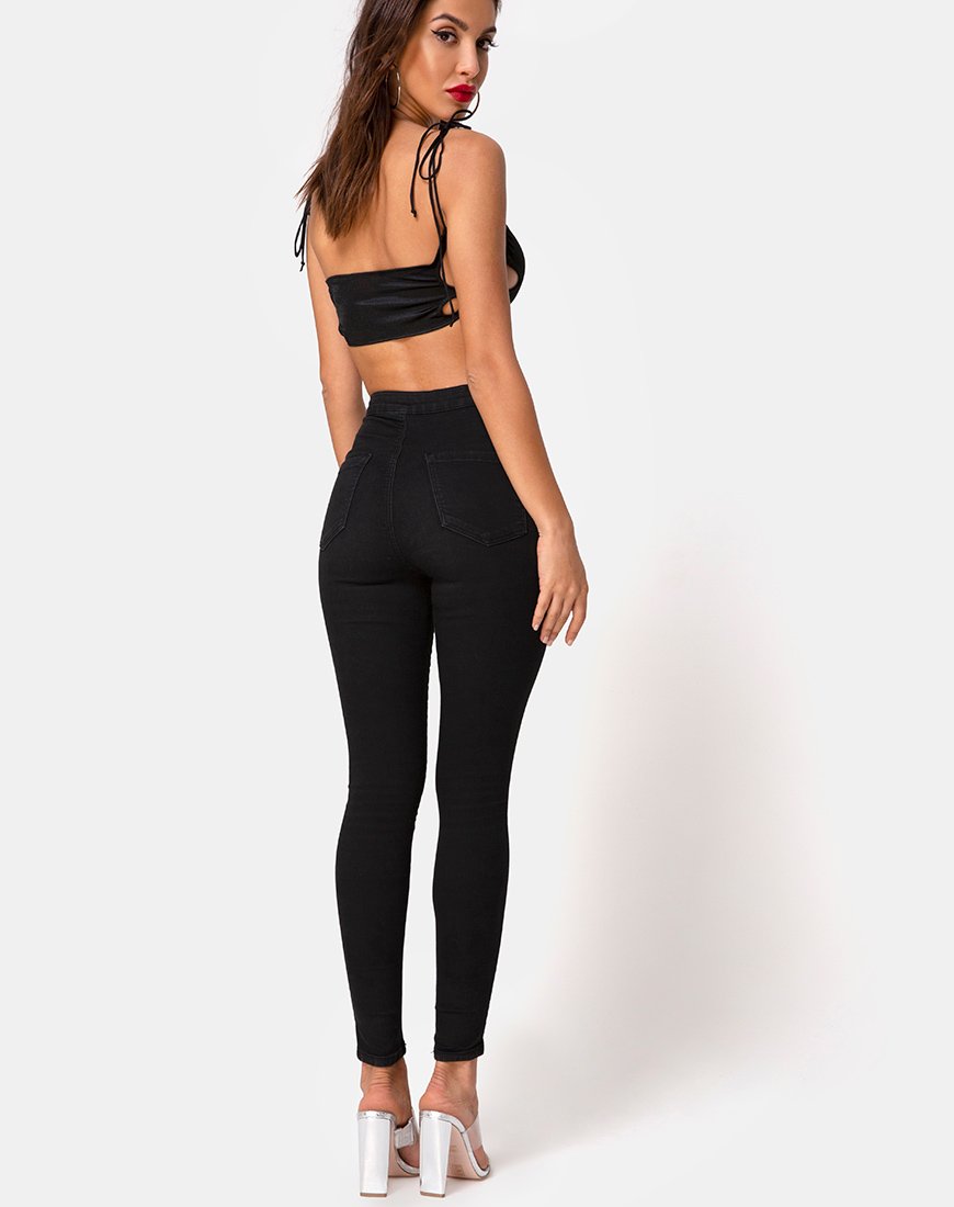 Immagine di Tisya Crop Top in satin nero