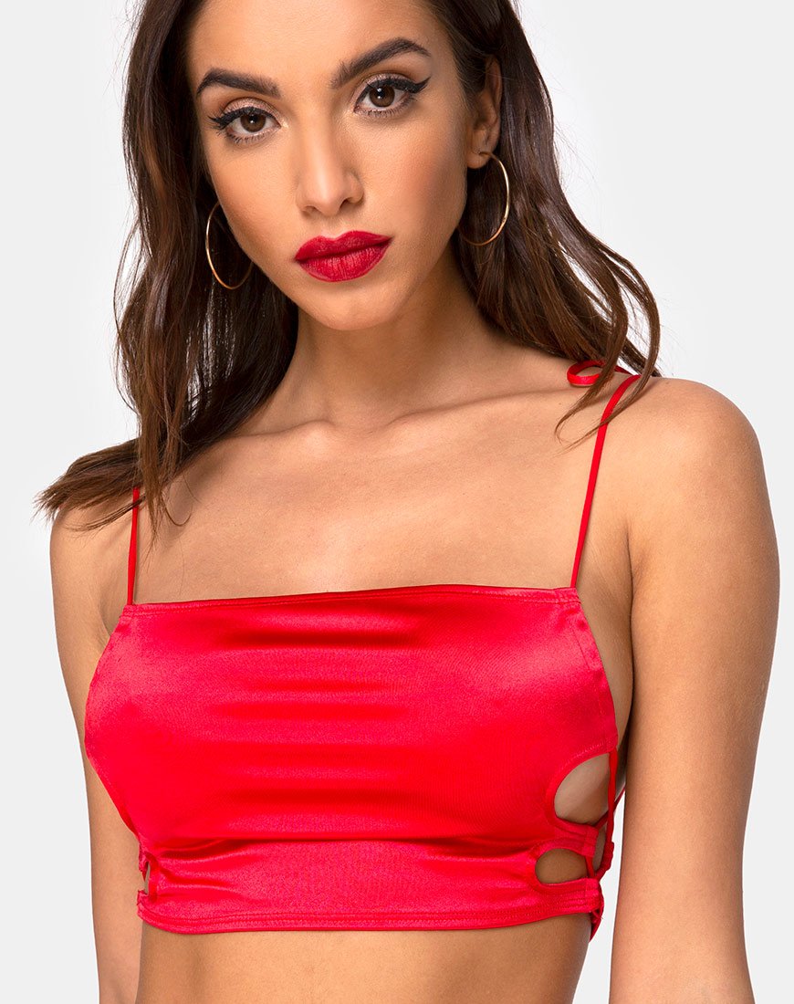 Crop Top Tisya in rosso satinato