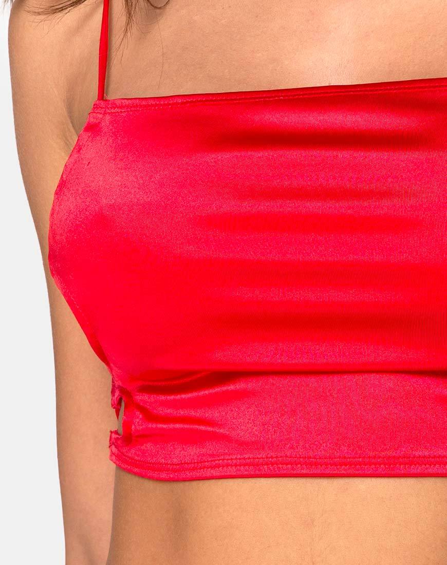 Immagine di Tisya Crop Top in raso rosso