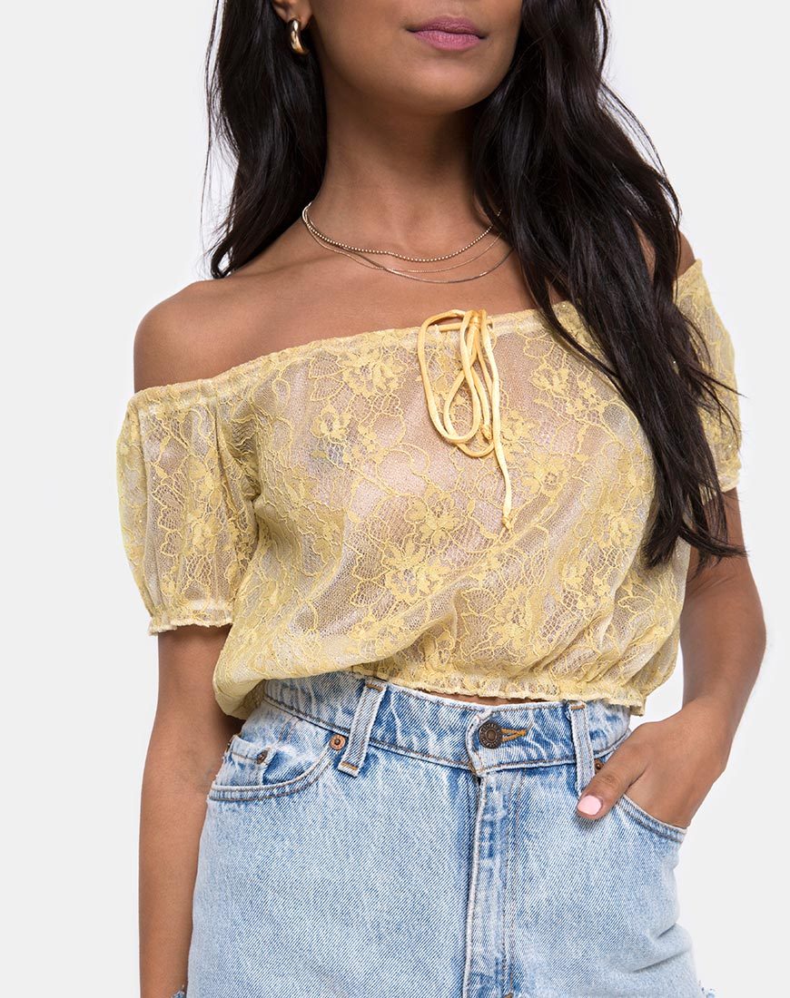 Immagine di Eva Crop Top in pizzo pastello Lemon