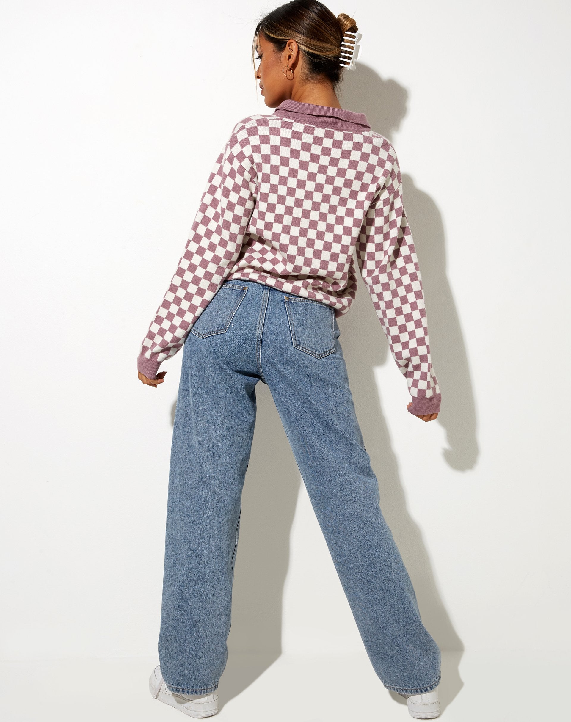 Immagine di Topy Cardi in Check Lilla Crema