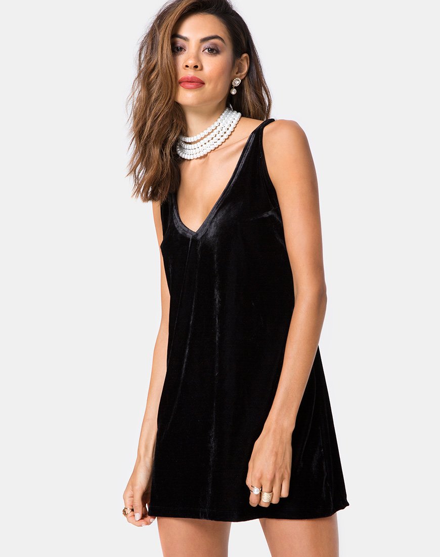 Immagine del vestito Tori in velluto perlato nero