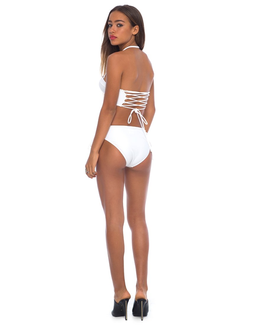 Immagine di Torte Lace Up Bikini Bottoms in Bianco
