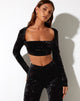 immagine di Traisa Crop Top in Velour Nero