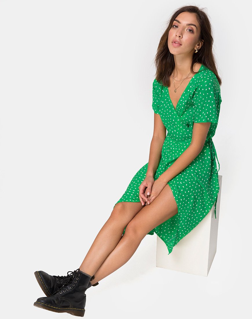 Abito a portafoglio Trasti in Mini Diana Dot Verde