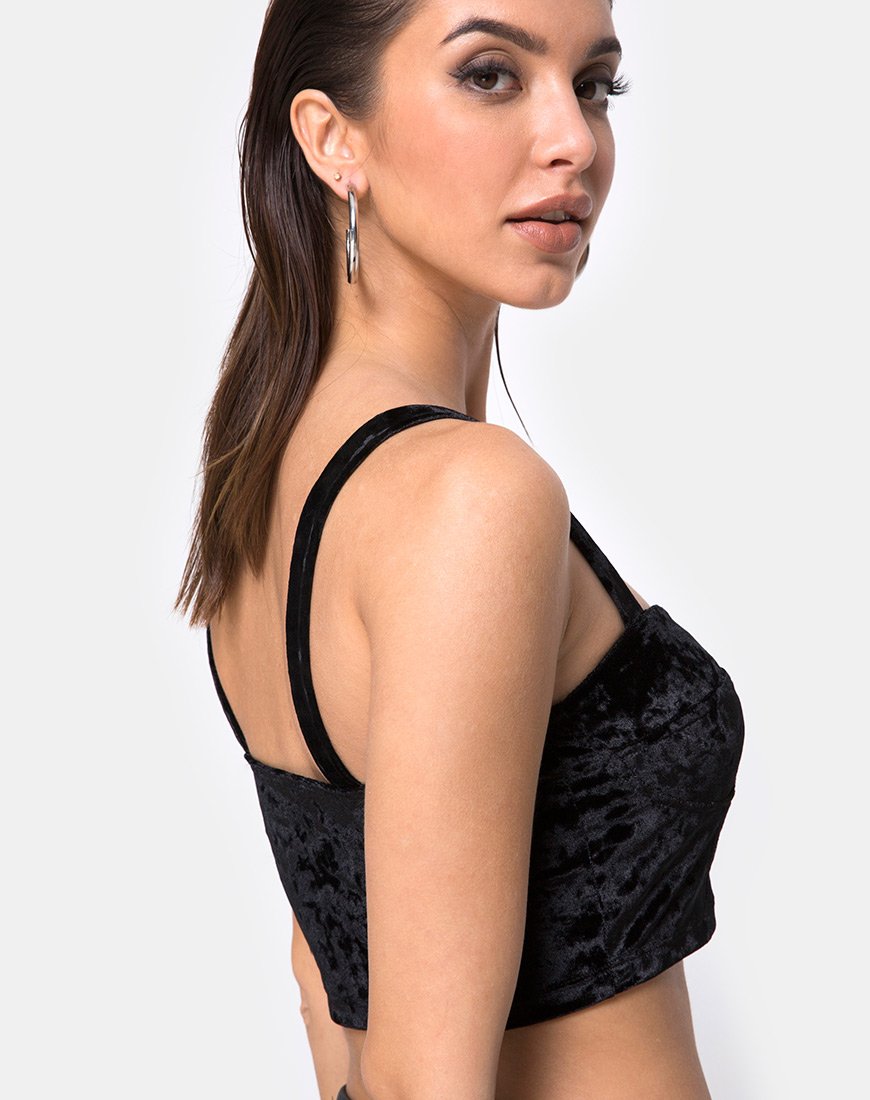 Immagine di Trata Crop Top in velluto nero