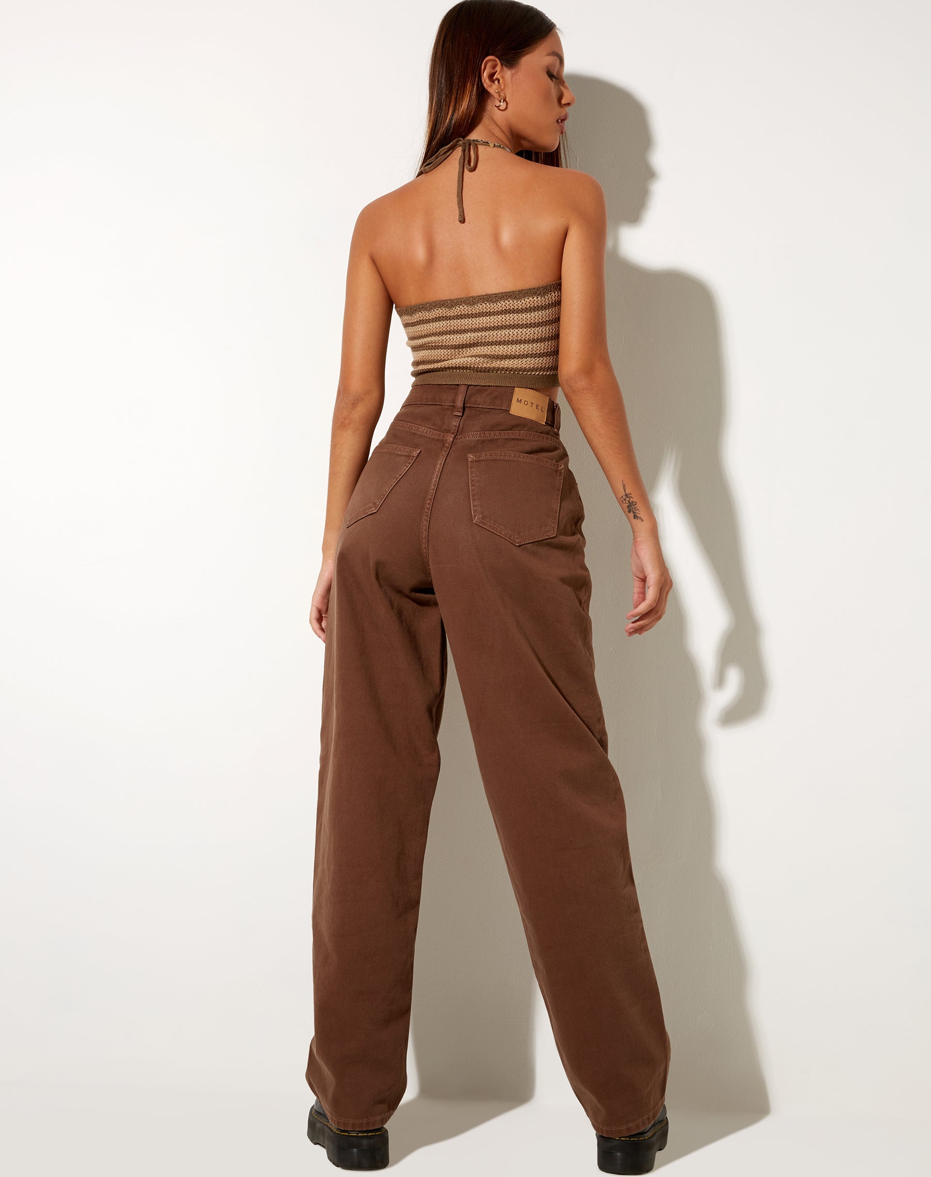 Immagine di Trina Crop Top in Crochet Mini Stripe Khaki