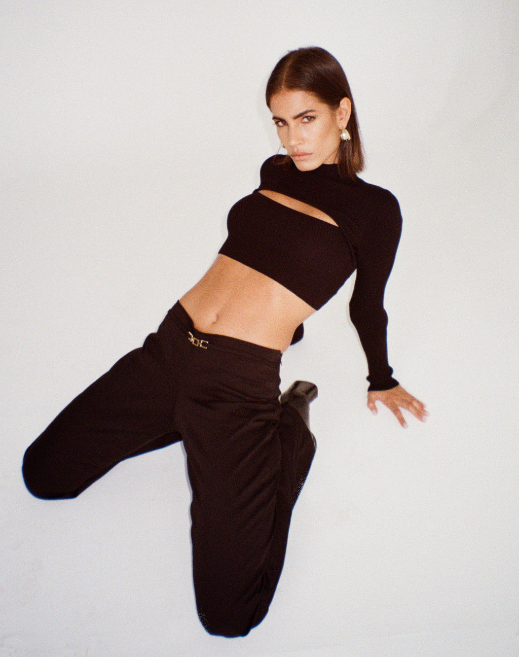 Tronis Crop Top a costine nero