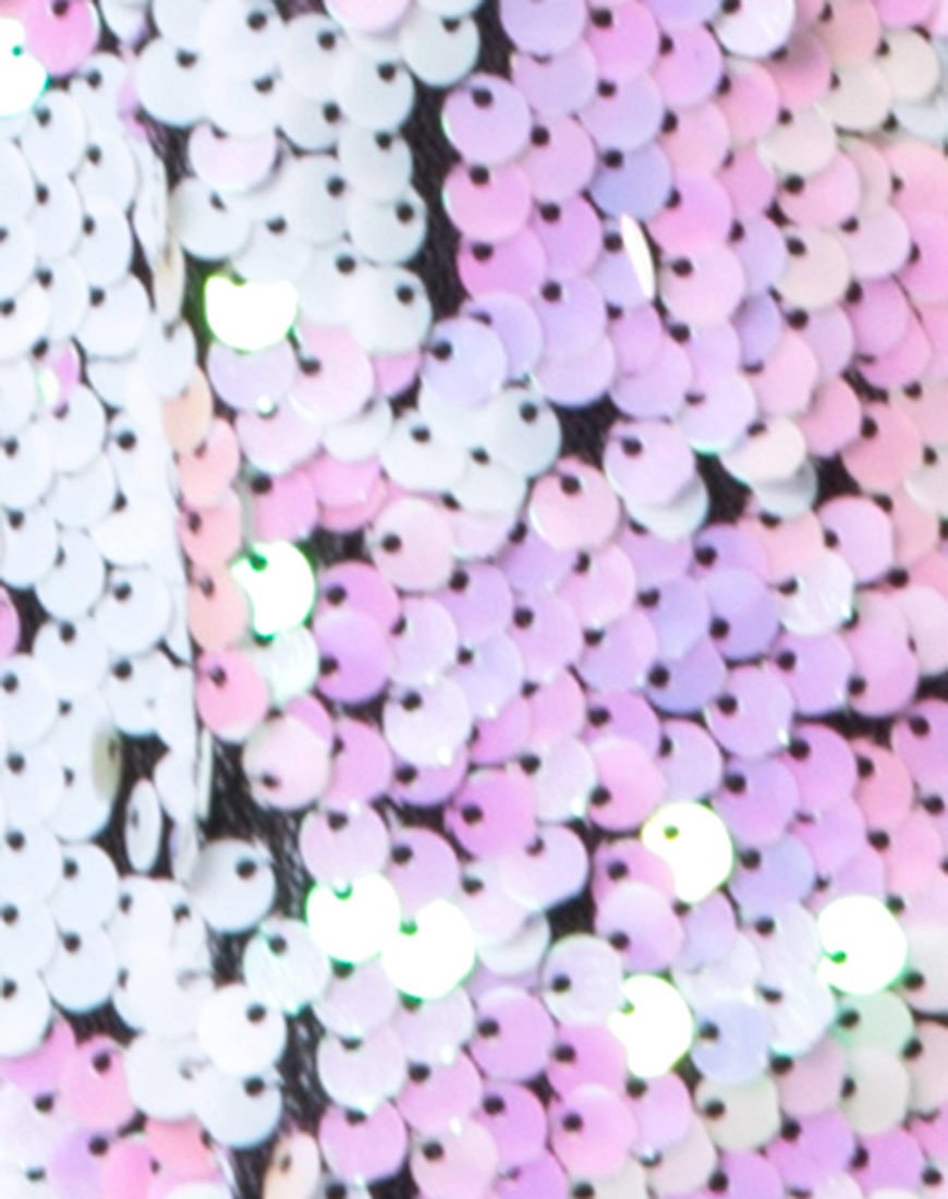Immagine di Truman Crop Top in scaglia di pesce con paillettes iridescenti, nero e perla
