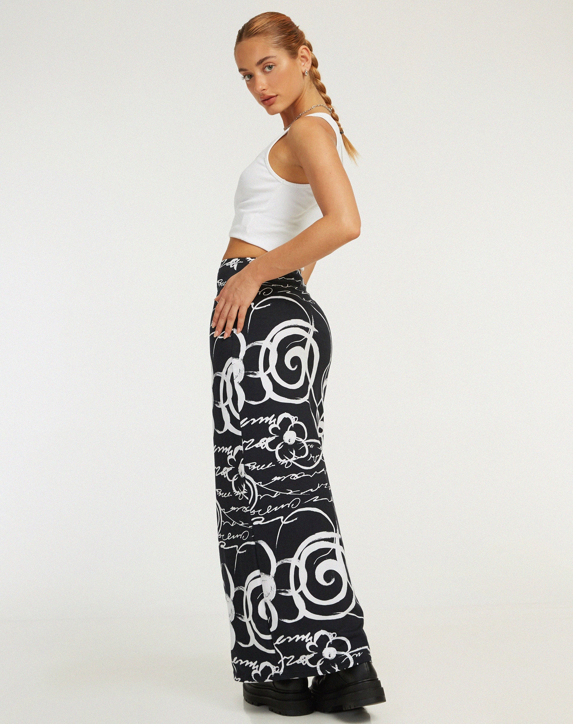 immagine di Tsuna Maxi Skirt in Mono Doodle Nero