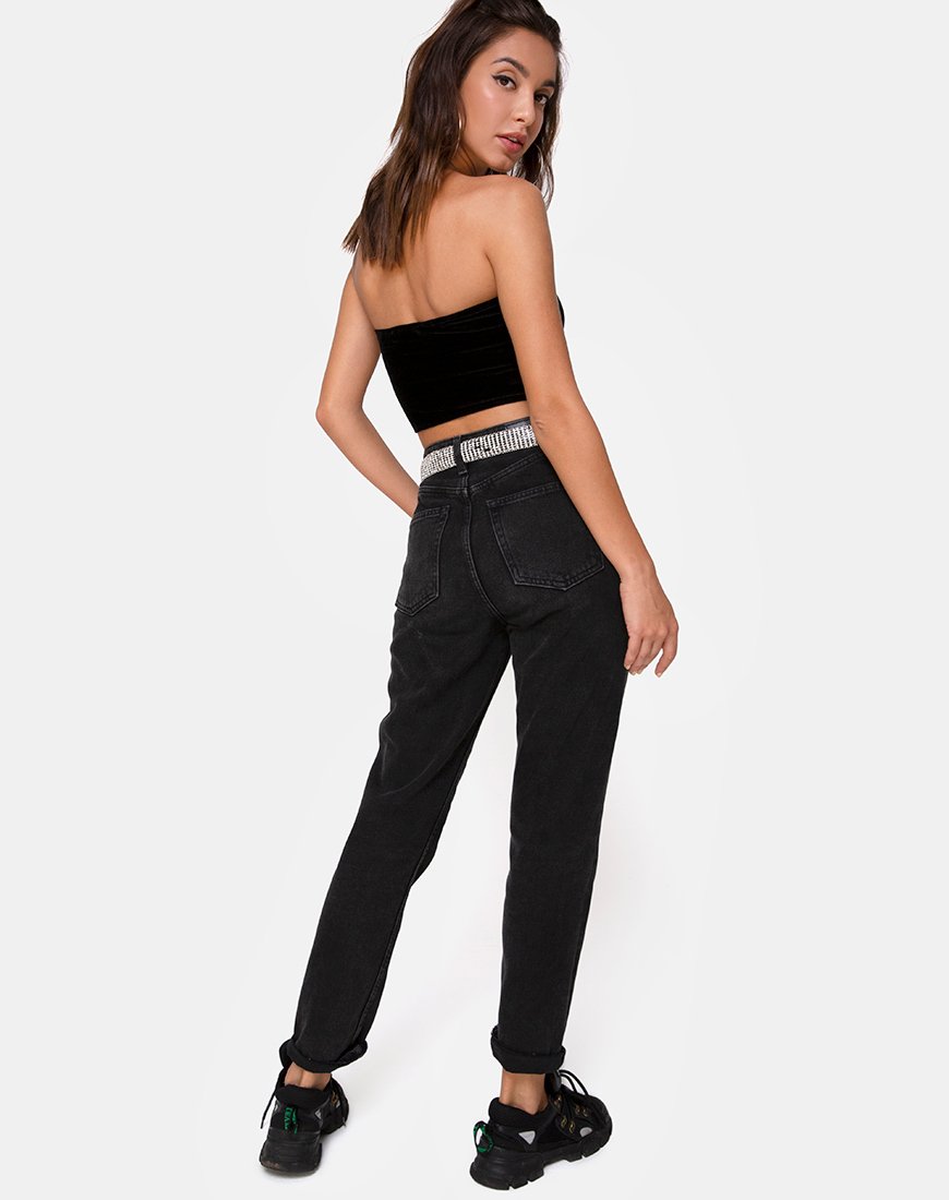 Immagine di Top a tubo nero con diamante Angel Hot Fix