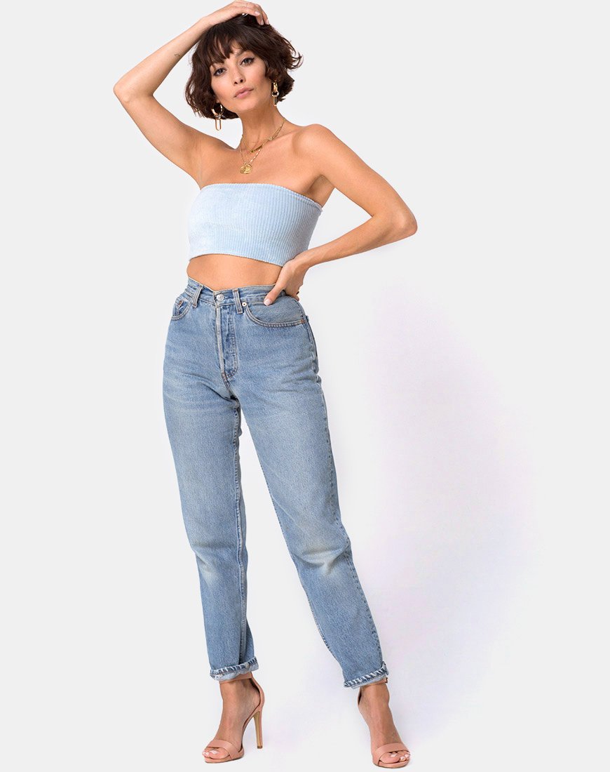 Immagine di Top a tubo in maglia vaporosa Baby Blue