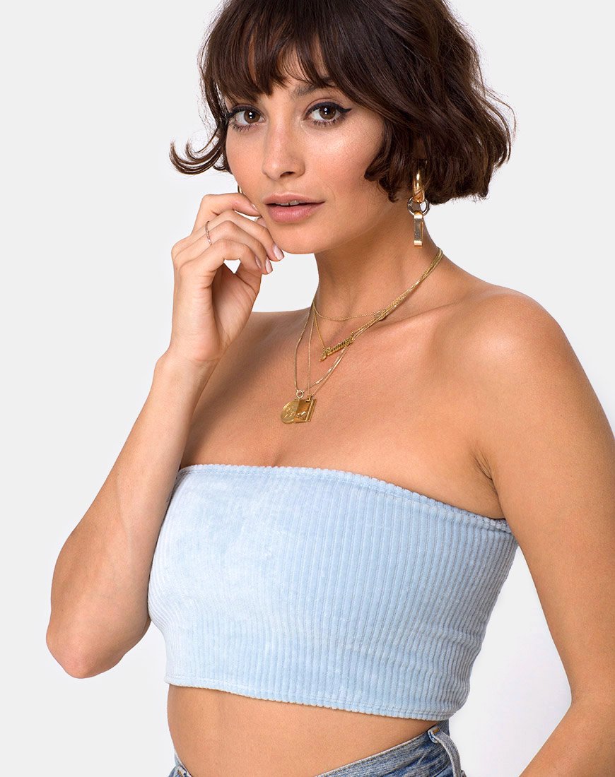 Immagine di Top a tubo in maglia vaporosa Baby Blue