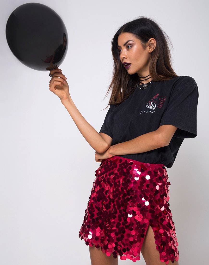 Immagine di Helena Gonna in disco rosso ciliegia Sequin