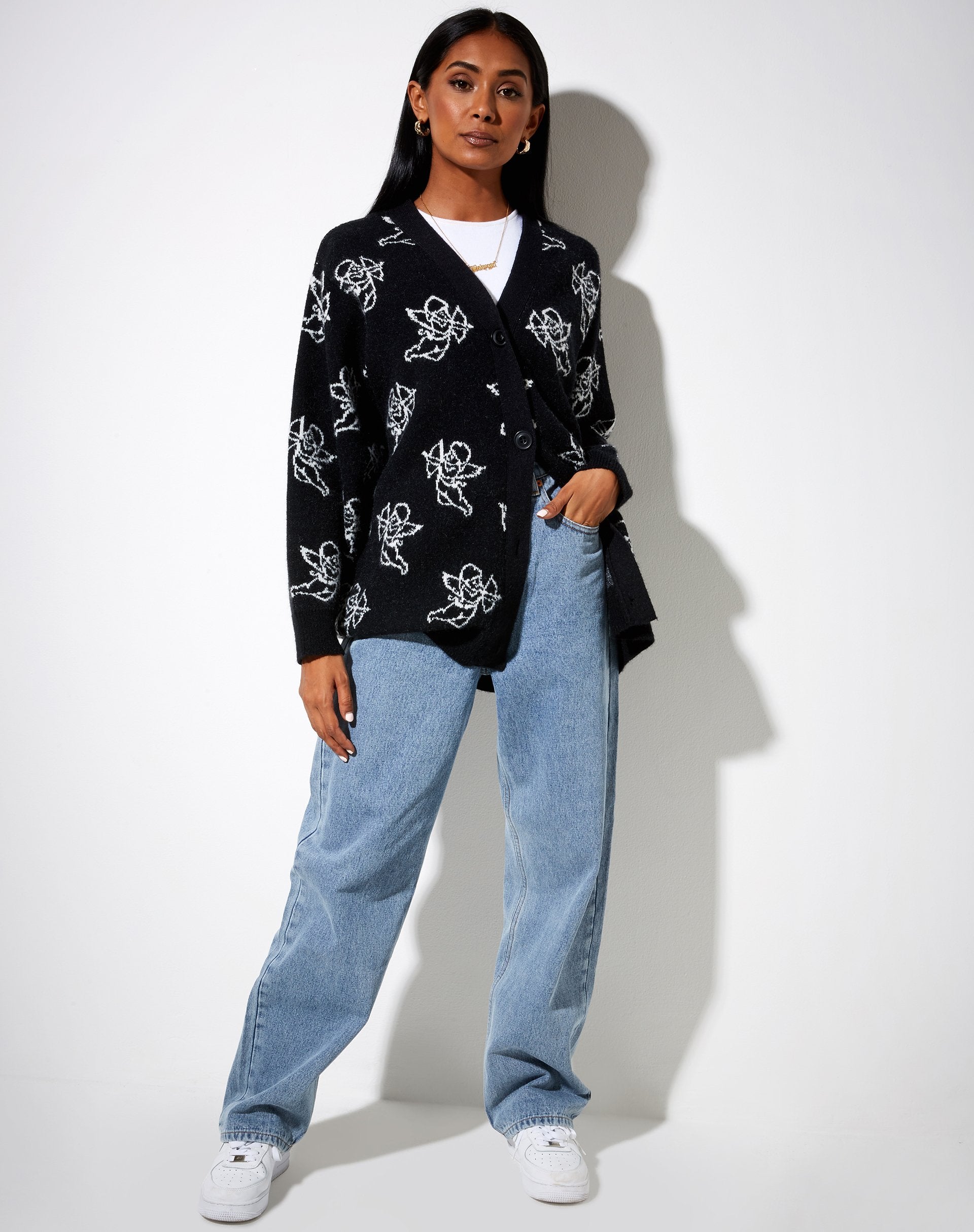 Immagine di Ummi Cardigan in Cherubino Bianco e Nero