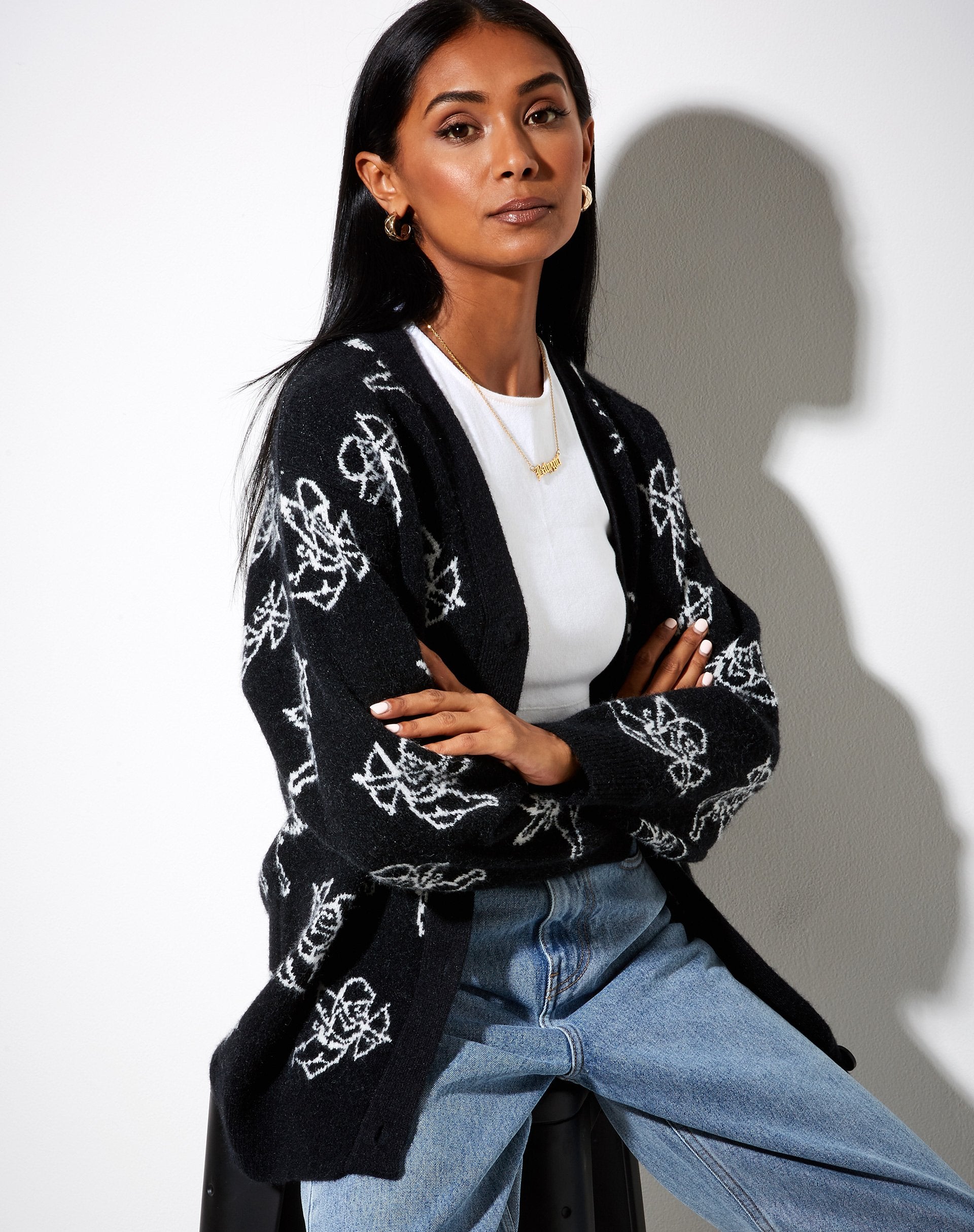 Immagine di Ummi Cardigan in Cherubino Bianco e Nero
