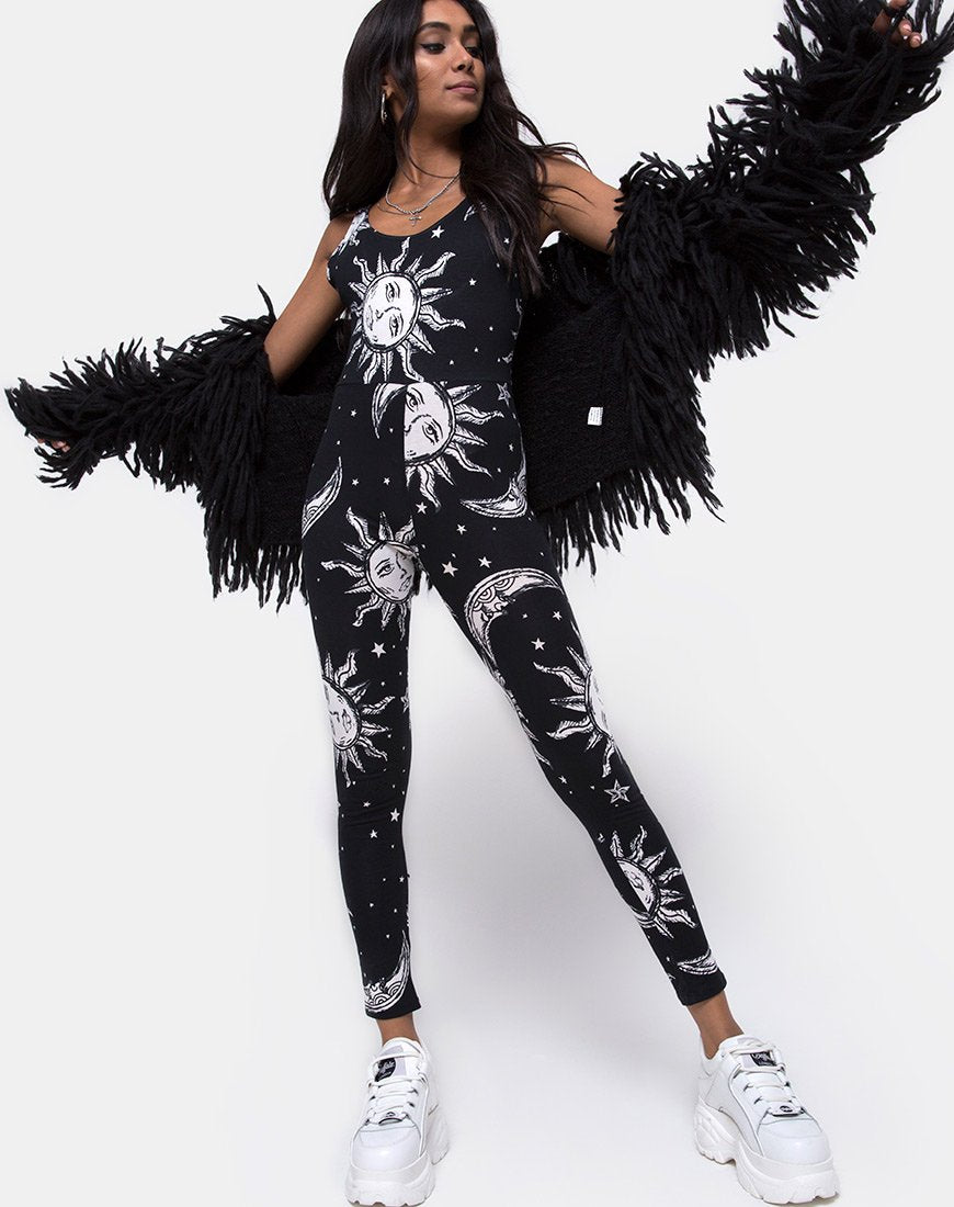 Unitard in versione oversize Sole, Luna e Stelle