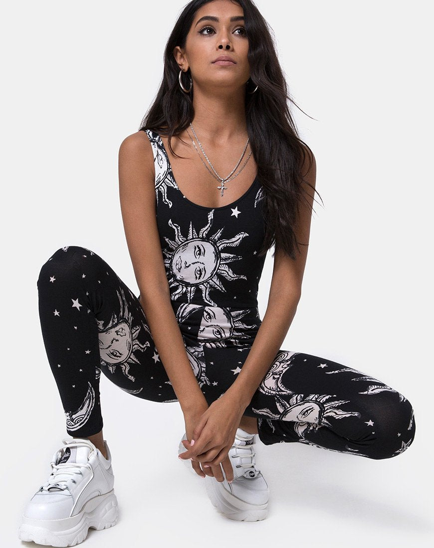 Unitard in versione oversize Sole, Luna e Stelle