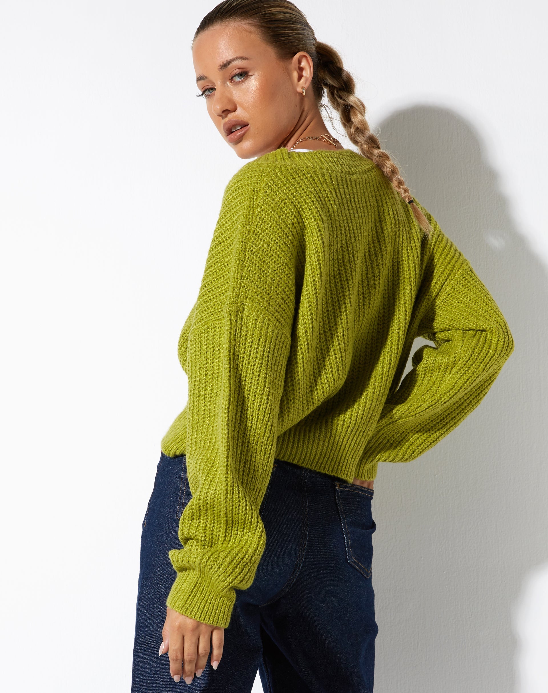 immagine del cardigan Faya in maglia Sour Apple