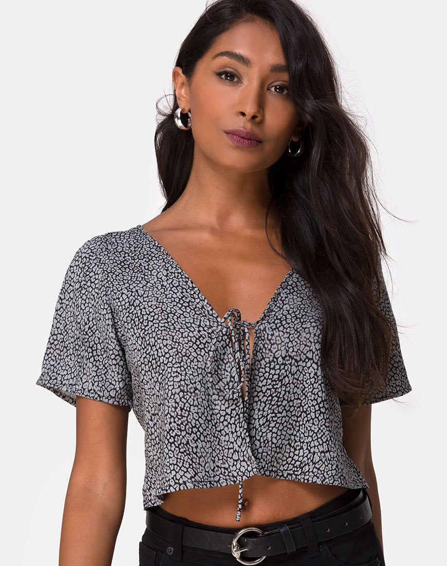 Camicetta Vaco in grigio leopardato Ditsy