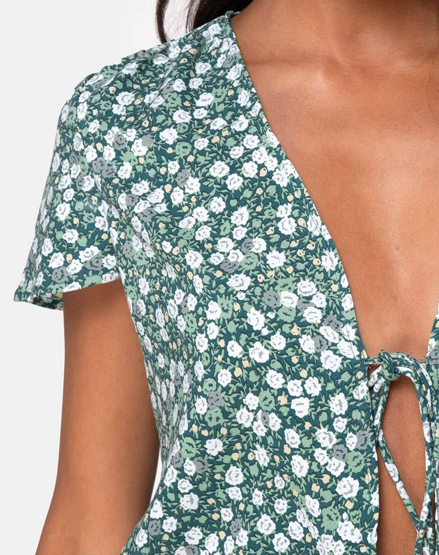 Immagine di Vaco Blusa in campo floreale verde