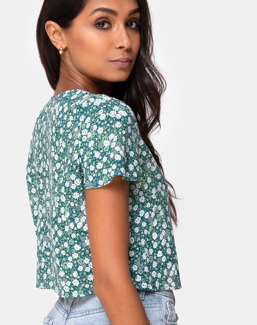 Immagine di Vaco Blusa in campo floreale verde