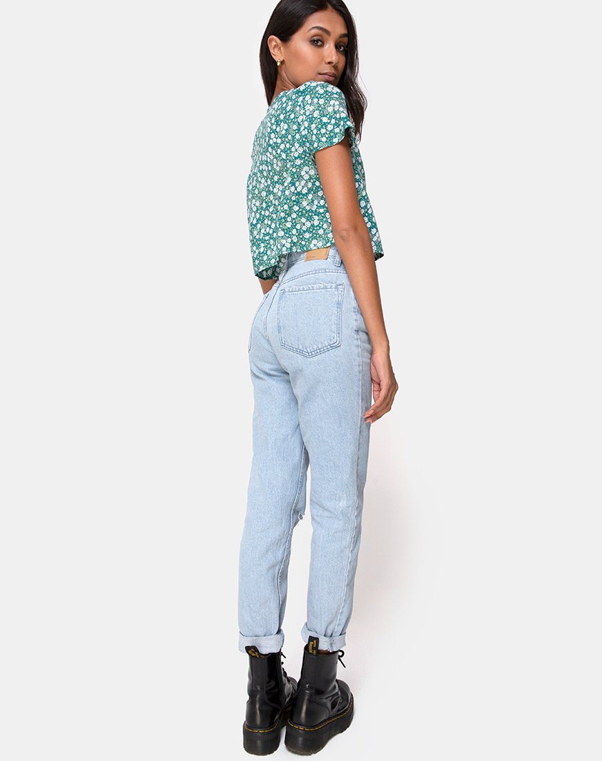 Immagine di Vaco Blusa in campo floreale verde
