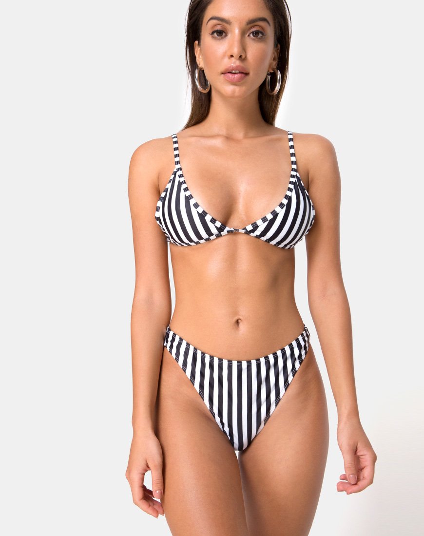 Immagine di Vader Bikini Top a righe bianche e nere